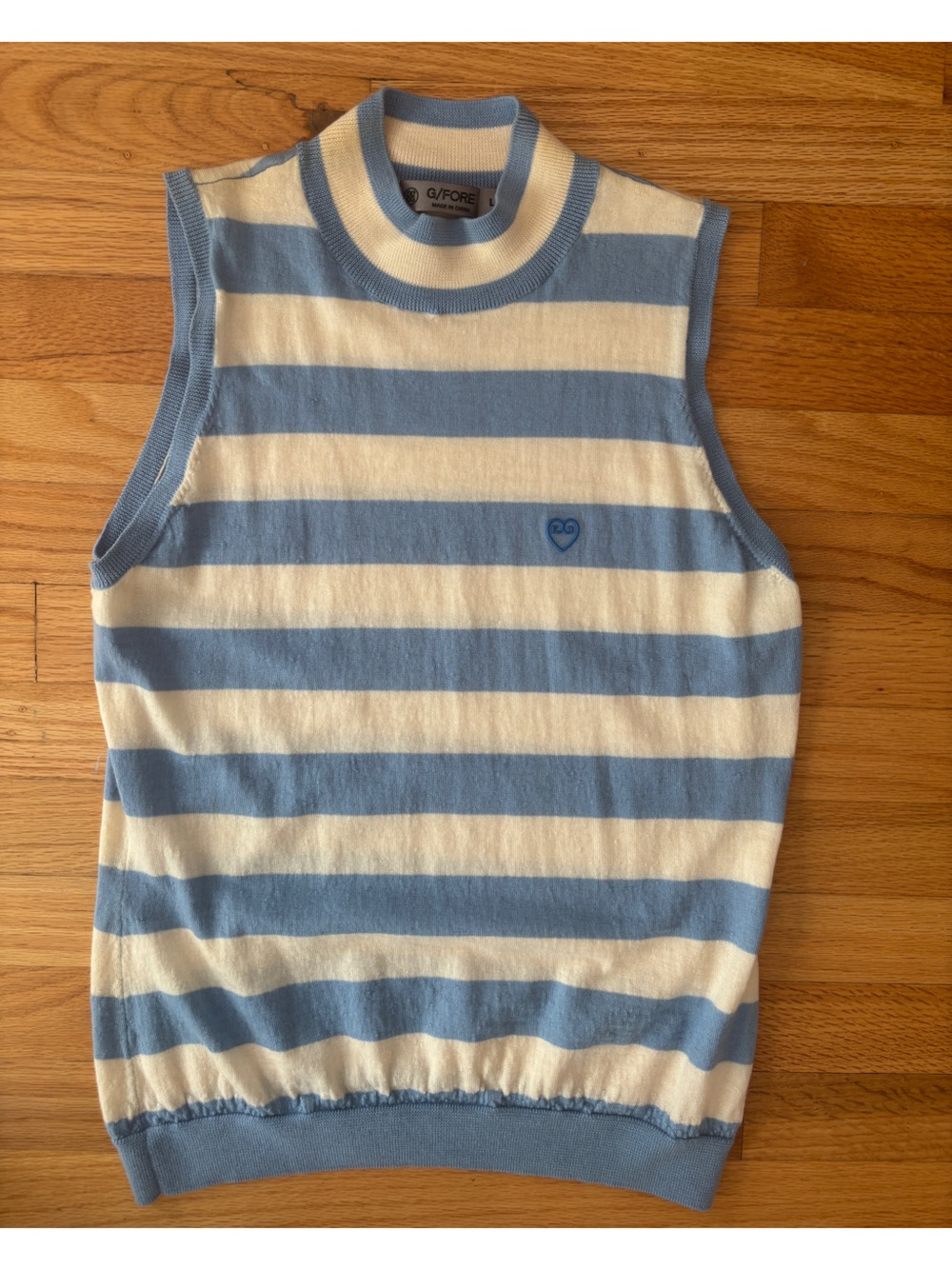 G/FORE Women’s Blue and Cream Striped Sleeveless Knit Sweater